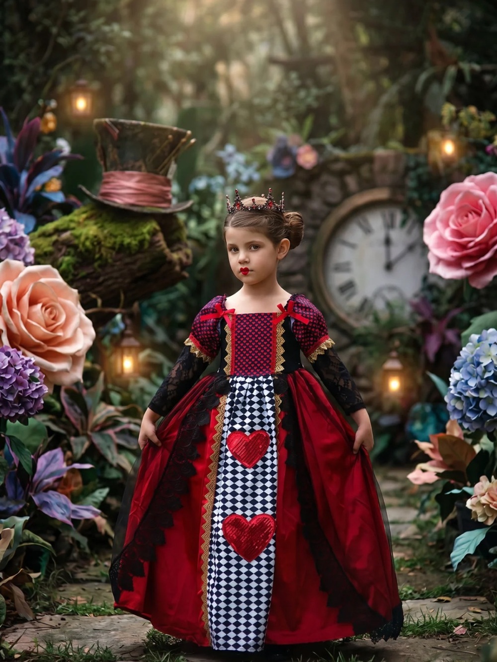 Trish Scully Kids Queen of Hearts Costume Dress (Size 7)